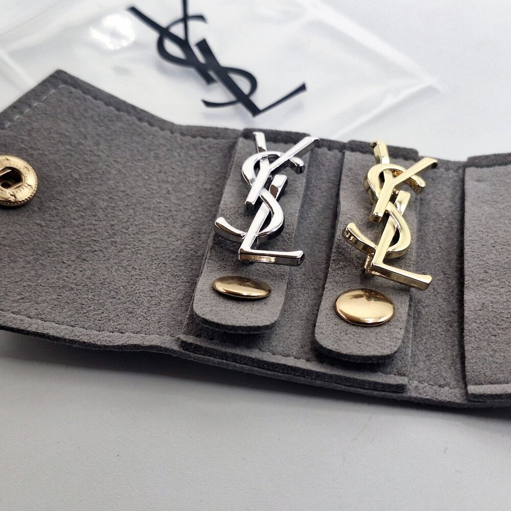 Bundle Vintage Gold Silver Yves Saint Laurent YSL Brooch Employee Appreciation 2 - Picture 7 of 8